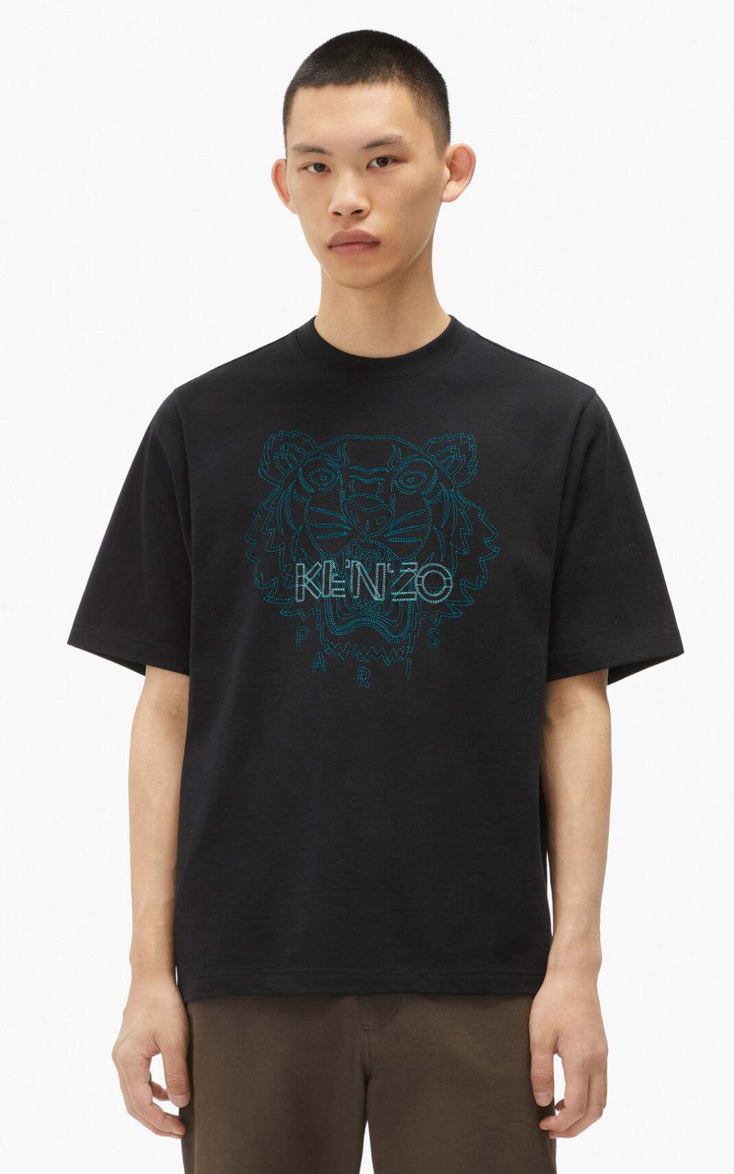 Kenzo Tiger loose fitting T-shirts Herre - Sort DK-879465